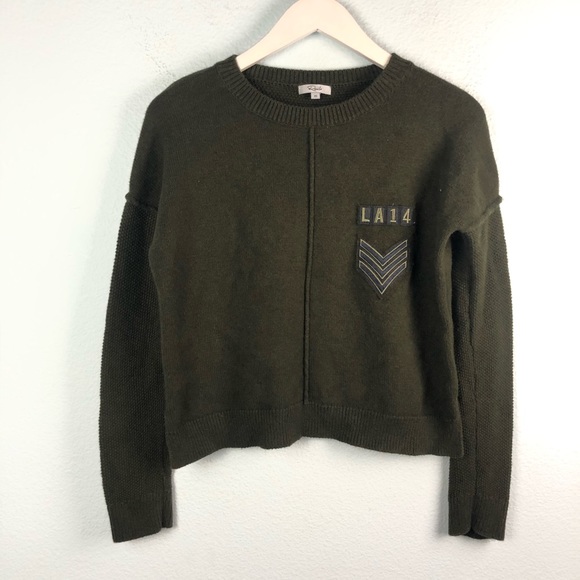 Rails olive green army patch pullover sweater - Picture 2 of 7